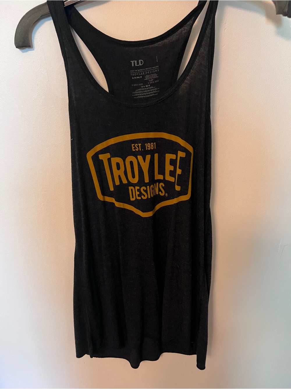 TROYLEE Designs Racerback Black Tank with Gold TLD Logo